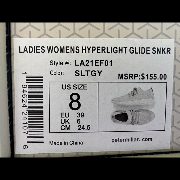 PETER MILLAR WOMENS HYPERLIGHT GLIDE LIGHTWEIGHT ATHLETIC GREY SNEAKERS - Picture 12 of 14